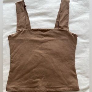 Tan XS Abercrombie & Fitch Square Neck Soft AF Tank Top
